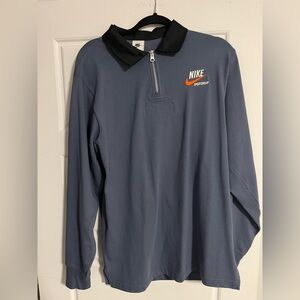 Nike Blue Long Sleeve Polo with Black Collar
